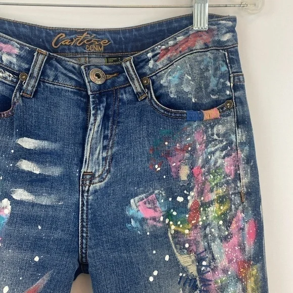 Cotton Denim Paint Splatter Art - Picture 3 of 16